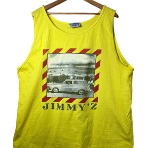 Rare 1984 JIMMY Z CLOTHING COMPANY Bright Neon Yellow Tank XL 90s Skate Grail